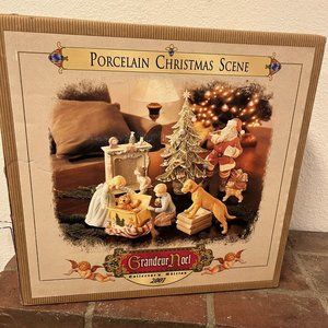 Grandeur Noel Collections 2001 Ed Porcelain Christmas Scene VTG 8 piece set